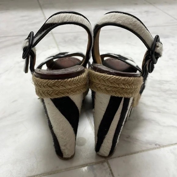 Christian Louboutin Black and White Pony Hair Women's Sandals - Picture 4 of 7